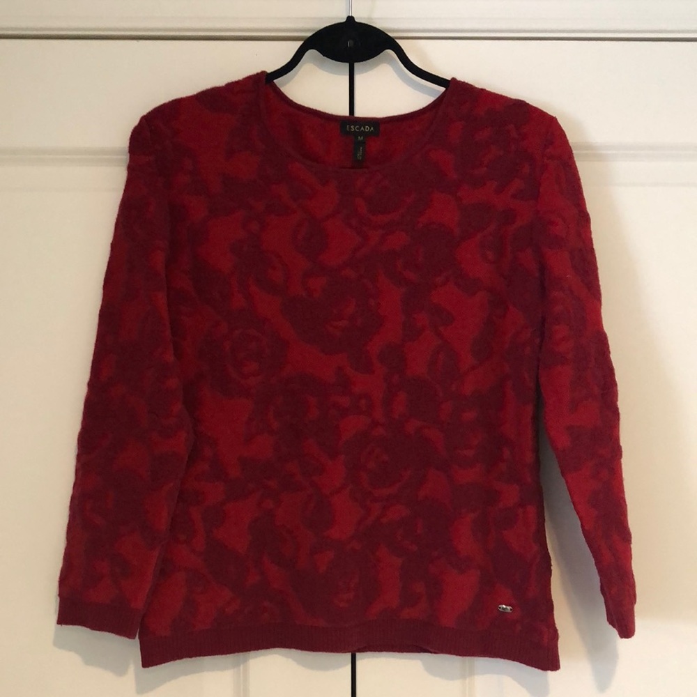 Escada Red Floral Sweater